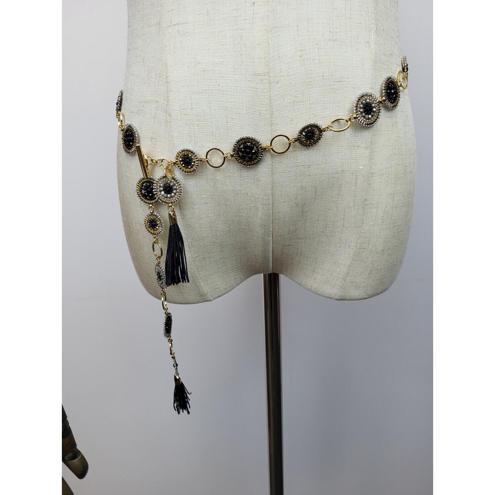 Waist Chain Belt Gold Black For Women 40in